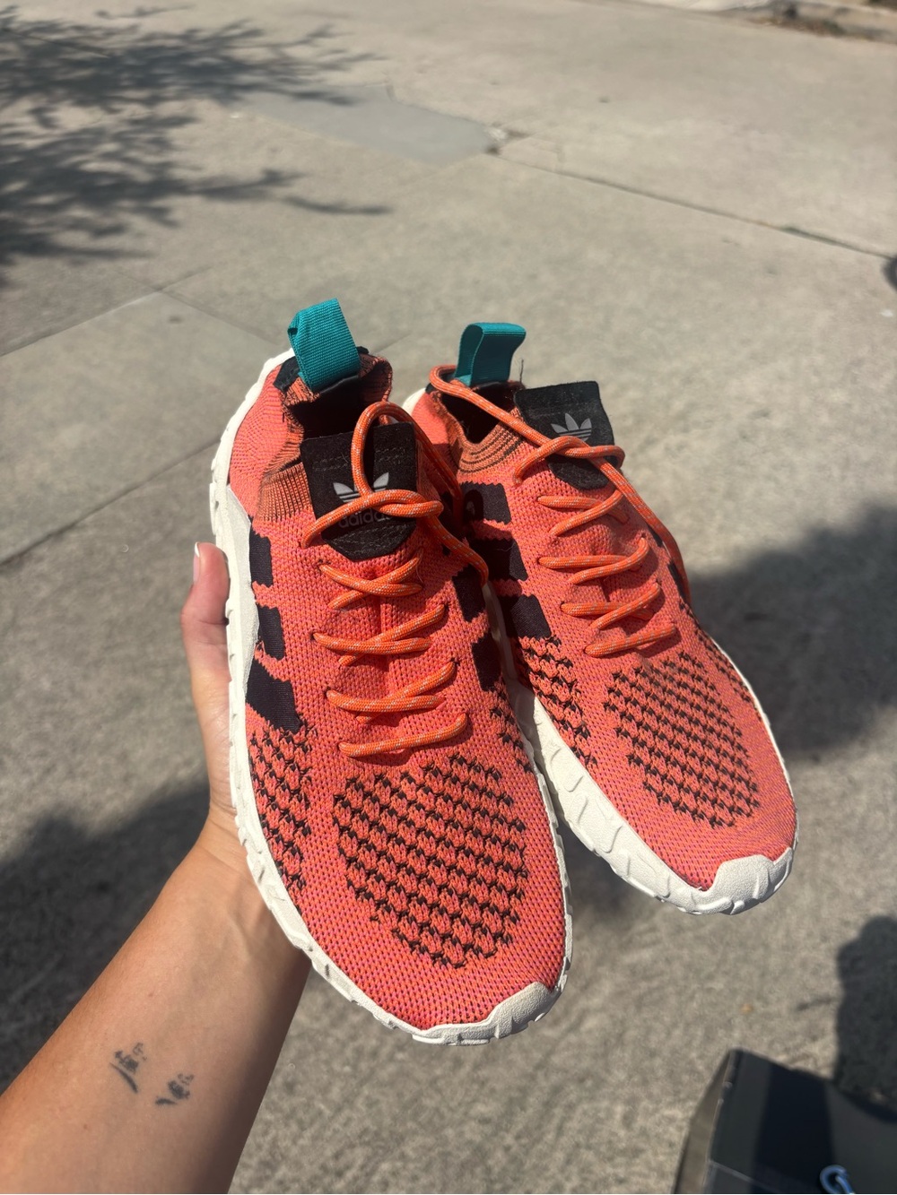 Adidas Orange Knit Athletic Sneakers never worn